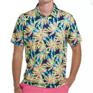 Chubbies Men’s Short Sleeve Performance Polo The Ocean Flower Size M
